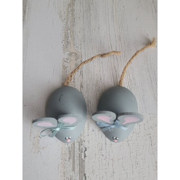Wooden gray mice mouse spring figure decor set - Picture 4 of 9